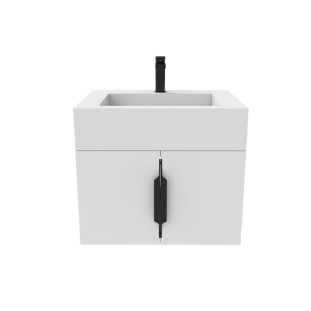 Castello Usa Nile 24-inch White Vanity Set with White Top and Black Handles CB-MC-24W-BL-2053-WH
